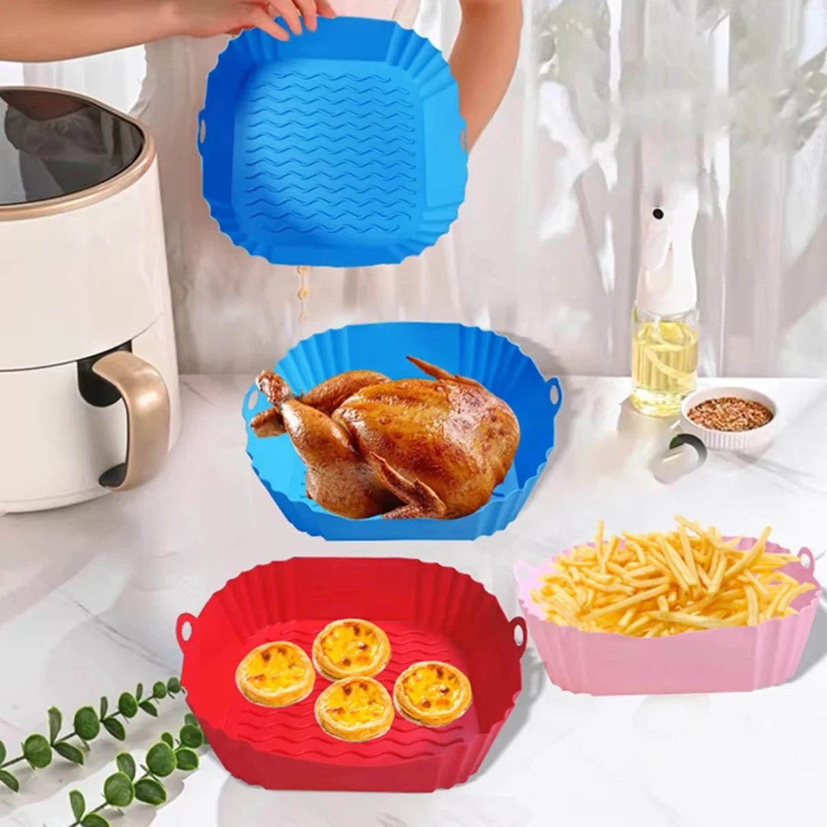 Reusable Silicone Air Fryer Liner — Non-Stick, Easy Clean, Food Safe