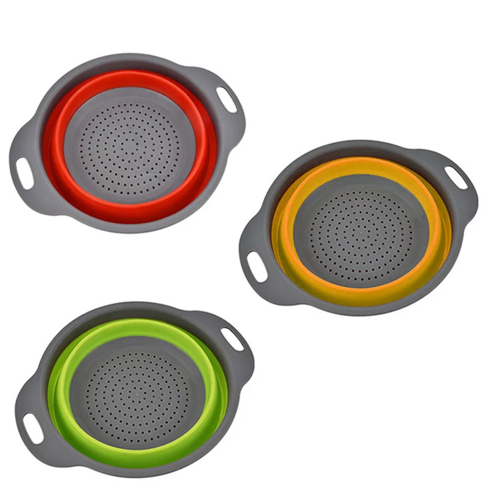 Collapsible Silicone Strainer Basket — Space-Saving Colander for Pasta, Vegetables & More