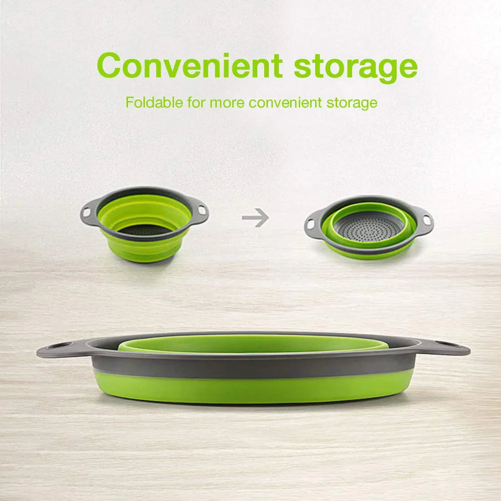 Collapsible Silicone Strainer Basket — Space-Saving Colander for Pasta, Vegetables & More