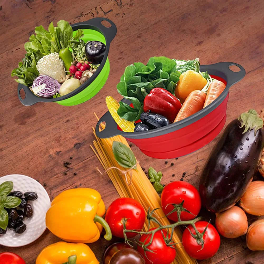 Collapsible Silicone Strainer Basket — Space-Saving Colander for Pasta, Vegetables & More