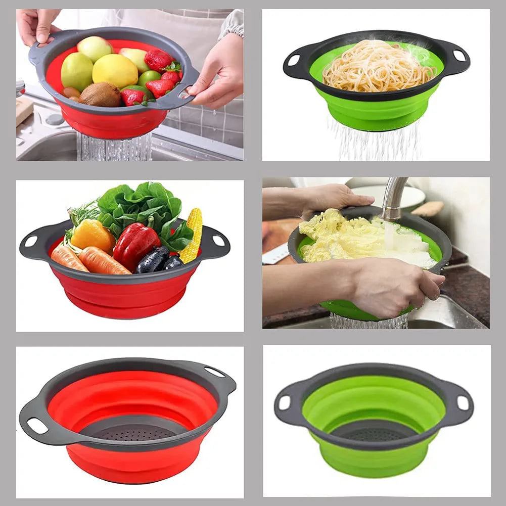 Collapsible Silicone Strainer Basket — Space-Saving Colander for Pasta, Vegetables & More