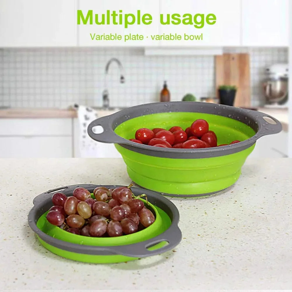 Collapsible Silicone Strainer Basket — Space-Saving Colander for Pasta, Vegetables & More