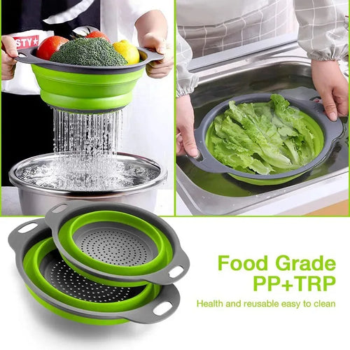 Collapsible Silicone Strainer Basket — Space-Saving Colander for Pasta, Vegetables & More