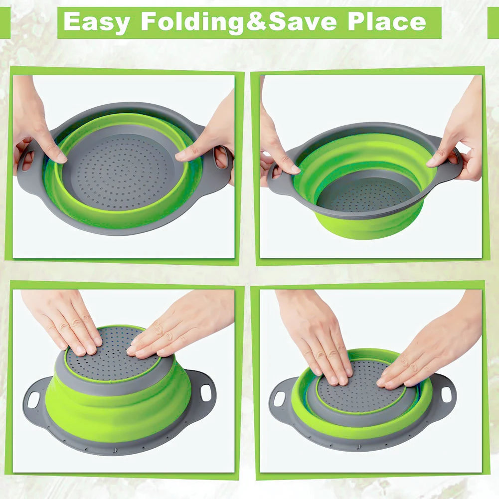 Collapsible Silicone Strainer Basket — Space-Saving Colander for Pasta, Vegetables & More