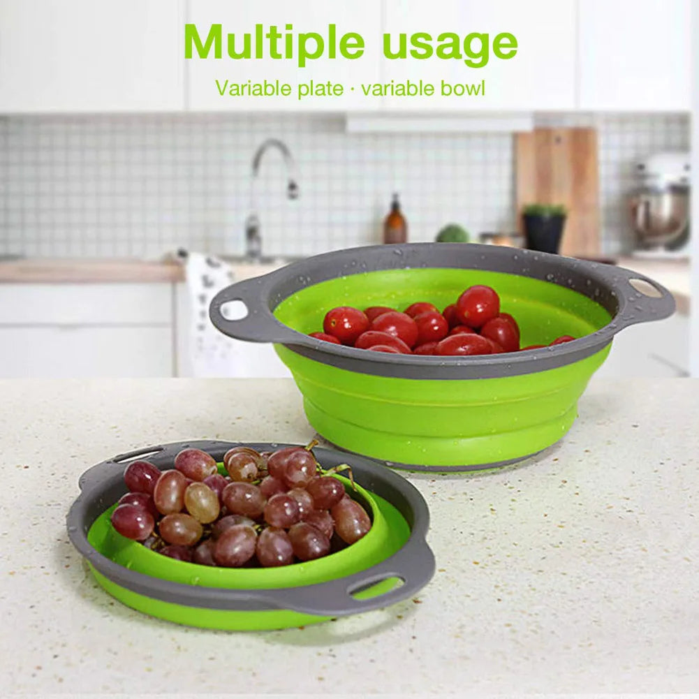 Collapsible Silicone Strainer Basket — Space-Saving Colander for Pasta, Vegetables & More