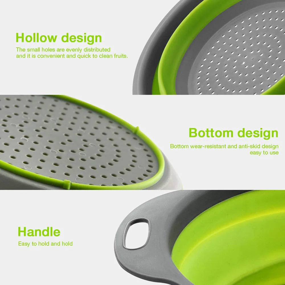 Collapsible Silicone Strainer Basket — Space-Saving Colander for Pasta, Vegetables & More
