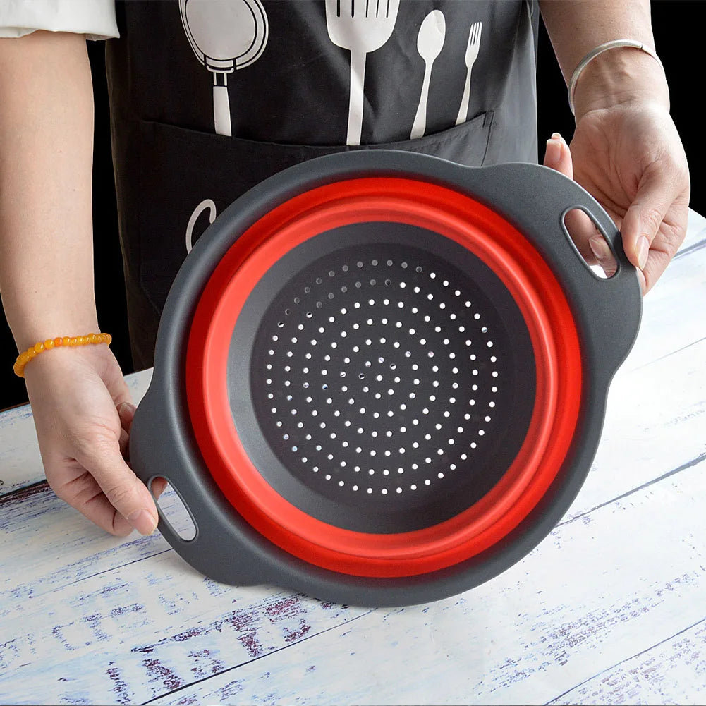Collapsible Silicone Strainer Basket — Space-Saving Colander for Pasta, Vegetables & More