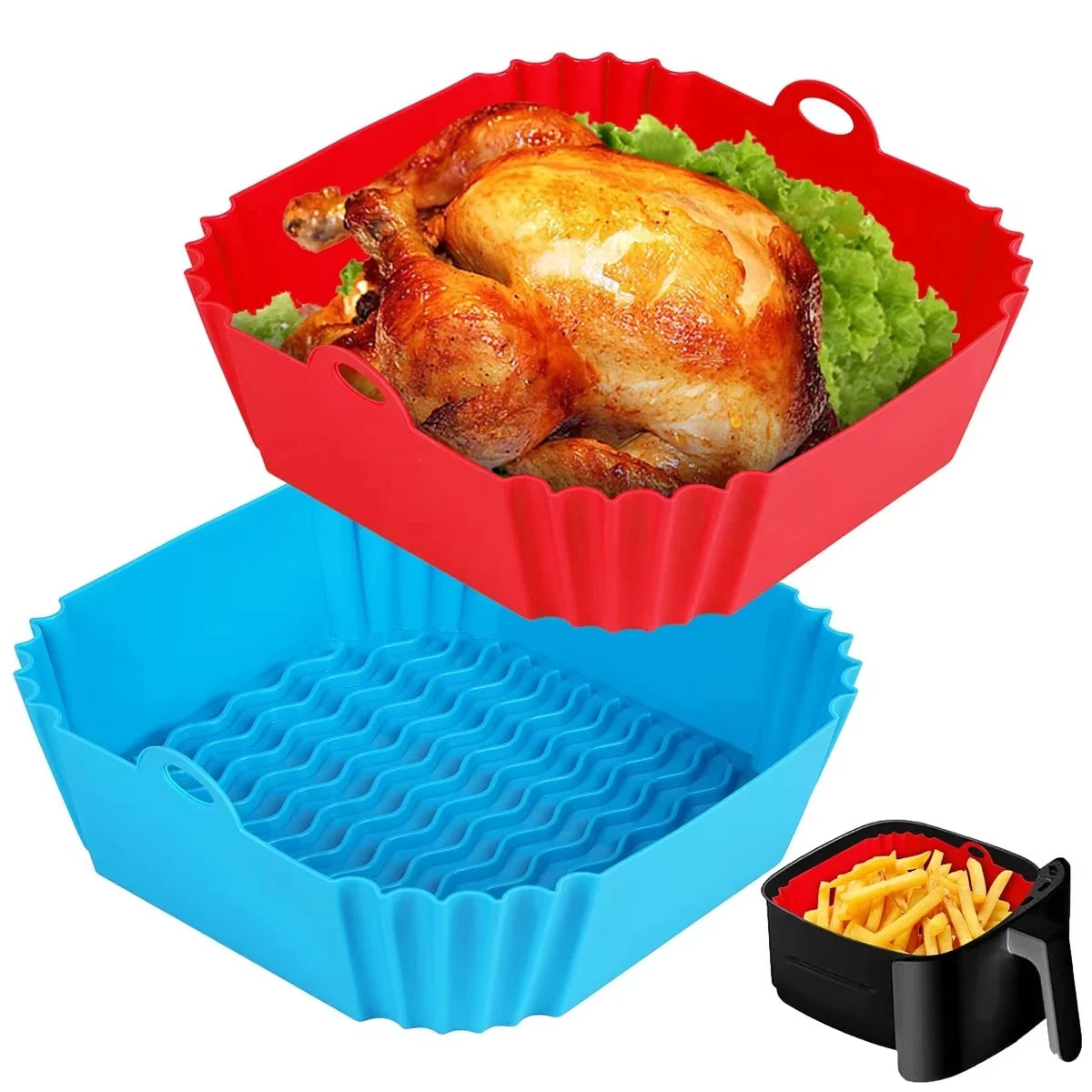 Reusable Silicone Air Fryer Liner — Non-Stick, Easy Clean, Food Safe
