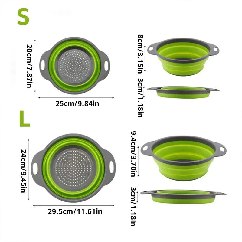 Collapsible Silicone Strainer Basket — Space-Saving Colander for Pasta, Vegetables & More