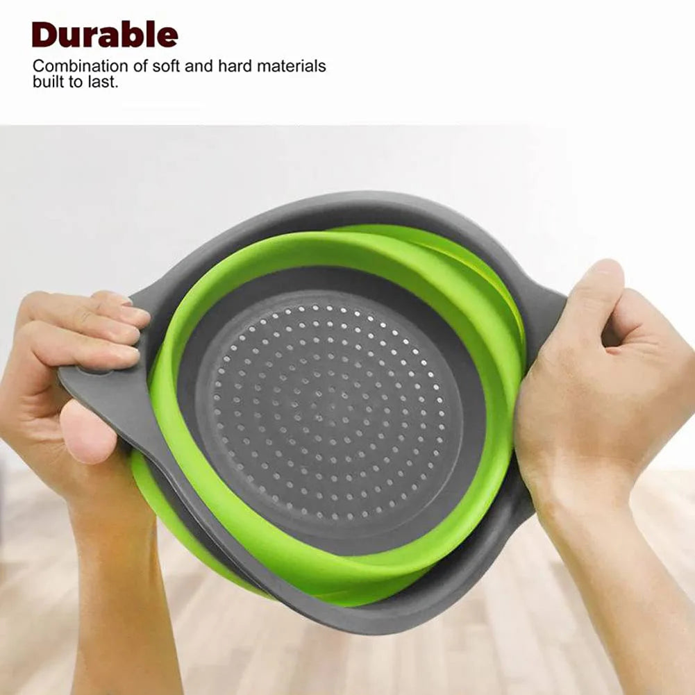 Collapsible Silicone Strainer Basket — Space-Saving Colander for Pasta, Vegetables & More